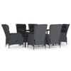 3156791 vidaXL Garden Dining Set 7 Pcs Dark Grey Wicker