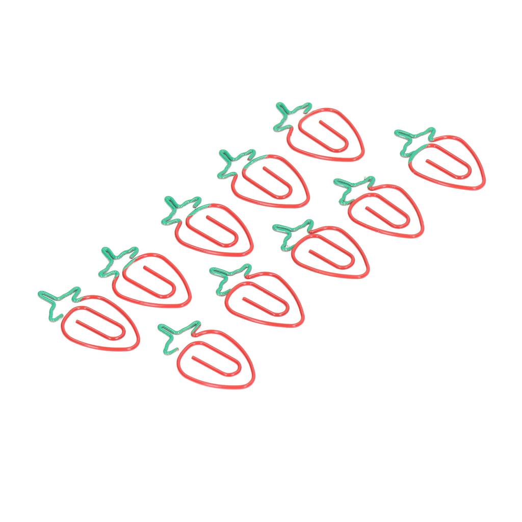 100Pcs Strawberry Paper Clips Electroplated Metal Strawberry Style Wide Application Cute Paper Clips