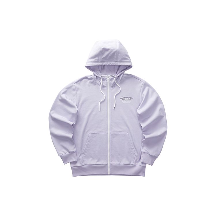 Skechers Retro Solid Color Casual Hooded Drawstring Design Long Sleeve Jacket Unisex jackets Stone-Purple L323U084-00FW XS