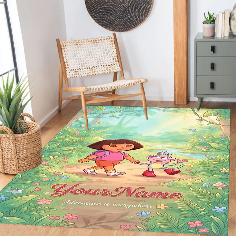 Dora Explorer Personalized Name Floor Mat Design for Hallway Outdoor Foyer Study room Antislip Carpet Decorate Offices