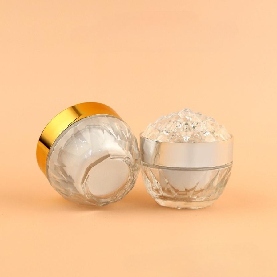 Kristalldiamant Krämburk Premium Glasbehållare för Ansiktskräm Anti-Aging Fuktkräm Hudvårdspresent Hembakat Tappningsflaska