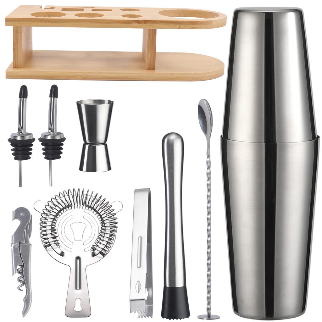 Bar Shaker Shaker Stainless Steel Japanese Shaker Semicircular Cocktail Shaker 10-Piece Set