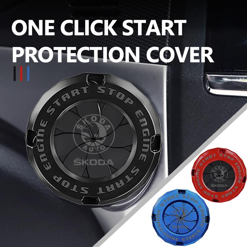 For Skoda Car One-click Start Protective Cover Interior Button Decoration Accessories Rapid Octavia Derivative Enyaq-iV VisionS fsjn24