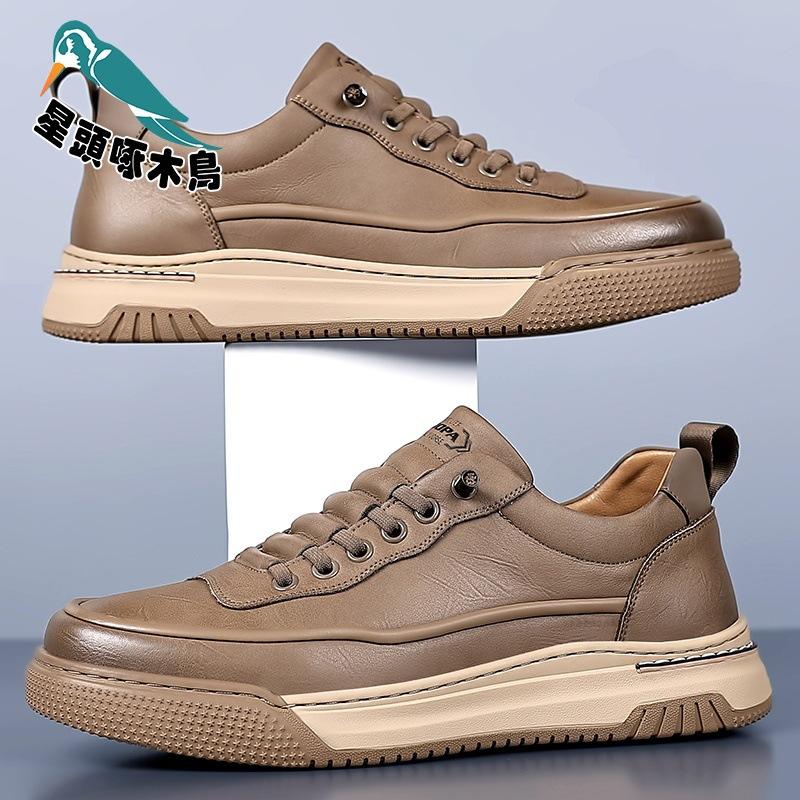 Live hot-selling models 2025 autumn trend versatile one-pedal board shoes men's breathable casual leather shoes trendy shoes
