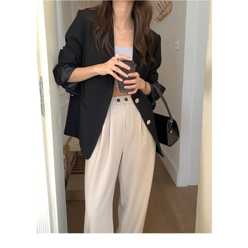 Autumn Women's Oversized Blazer Casual Loose Solid Color Suit Jacket
