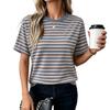 Women Short Sleeve Striped T Shirt Summer Round Neck Basic Casual Top Lightweight Breathable Soft Fabric Comfortable Fit