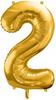 Foil Balloon Number "2", Gold, 86Cm, 1Pc