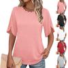 Women's Fashionable Round Neck Casual Short-sleeved Summer Trendy T-shirt, 2026 Vacation Color Top