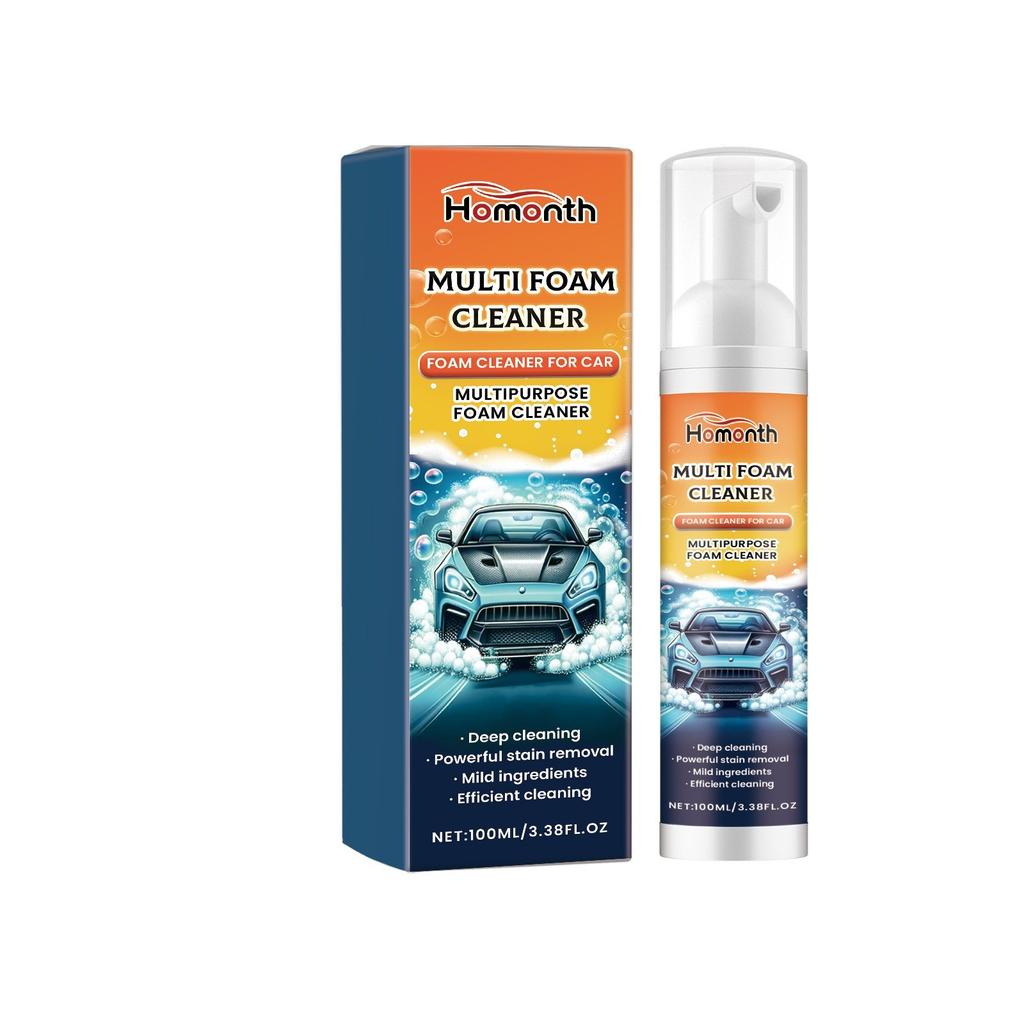 Multi-purpose Foam Cleaner No Rinse Deep Cleaning Stain Odor Eliminator for Car Interior Plastic Leather Sofa Maintenance 100ml