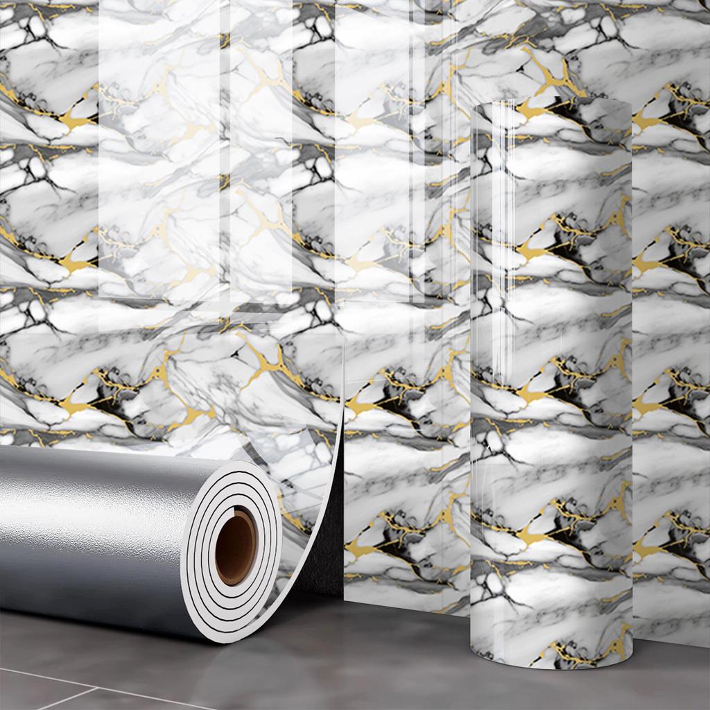 Samoprzylepna Wodoodporna Tapeta z Płytki Marmurowej na Ściany Łazienki