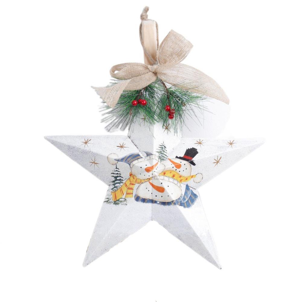 Iron Christmas Tree Decoration Pendant Old Man Snowman Pattern Hanging Ornament Door Display