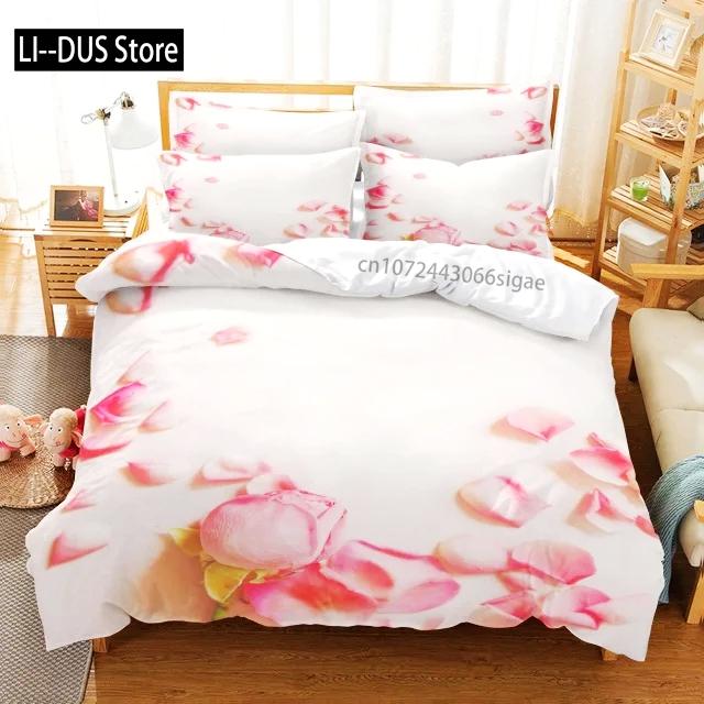 3d Flower Valentine's Day Wedding Bedding Set Luxurious Rose Heart Love Duvet Cover Queen Twin Size Pillowcase 3 Pcs Custom