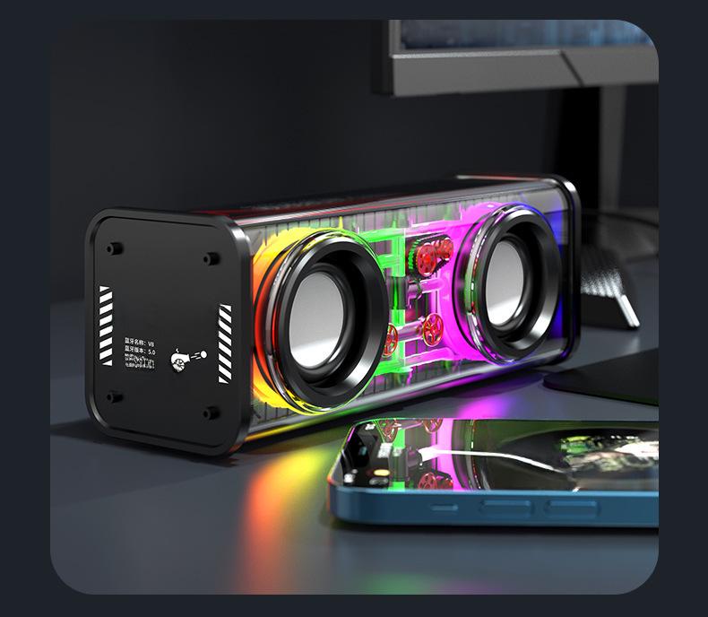 V8 Transparent Mecha Mini Bluetooth Speaker with Subwoofer
