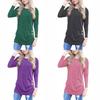 Stylish Long-sleeve Button Detail T-shirt For Women In Various Colors And Sizes