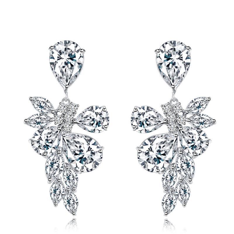 Exquisite Temperament, Super Flash Horse Eye Zircon Earrings, Ice-Shaped Flower Pendant Earrings, Can Be Mixed In Batches