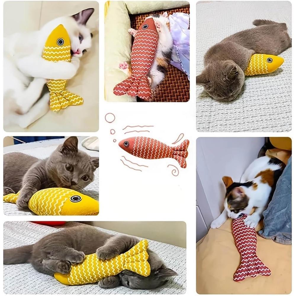 Cat Toys Fish,Plush Interactive Cat Toy for Indoor Cats,Crinkle Sound Catnip Toys Soft Linen, Interactive Kitten Exercise Kicker Toys for Indoor Cats