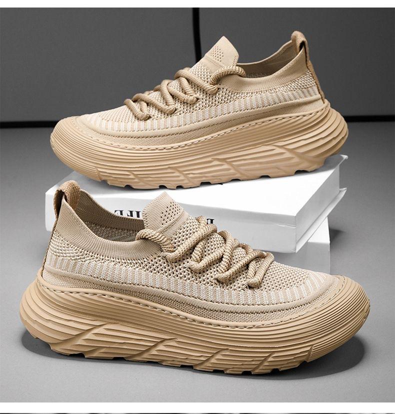 

Весенняя мужская обувь 2025 новая сетчатая обувь спортивная обувь повседневная обувь дышащая на толстой подошве универсальная обувь-носки из летучего трикотажа на одной педали 44