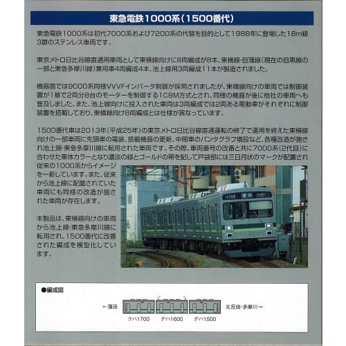 TOMYTEC Railway Collection Tokyu Corporation 1000 Series (1500 Series) 3-Car Set