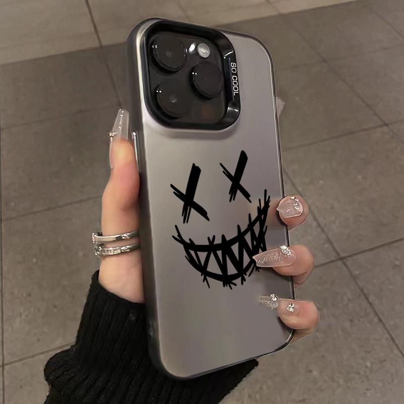 Black Comic Style Phone Case For iPhone 14 Pro Max Plus 16 15 11 12 13 Pro Max Mini X XS XR 7 8 Plus SE Shockproof Cover