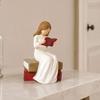 Modern Shelf Decoration Reading Girl Figurine, Hand-Painted Resin Sculpture for Bookshelf Decor, Small Ornament Entrance Faceless Woman Statue Office