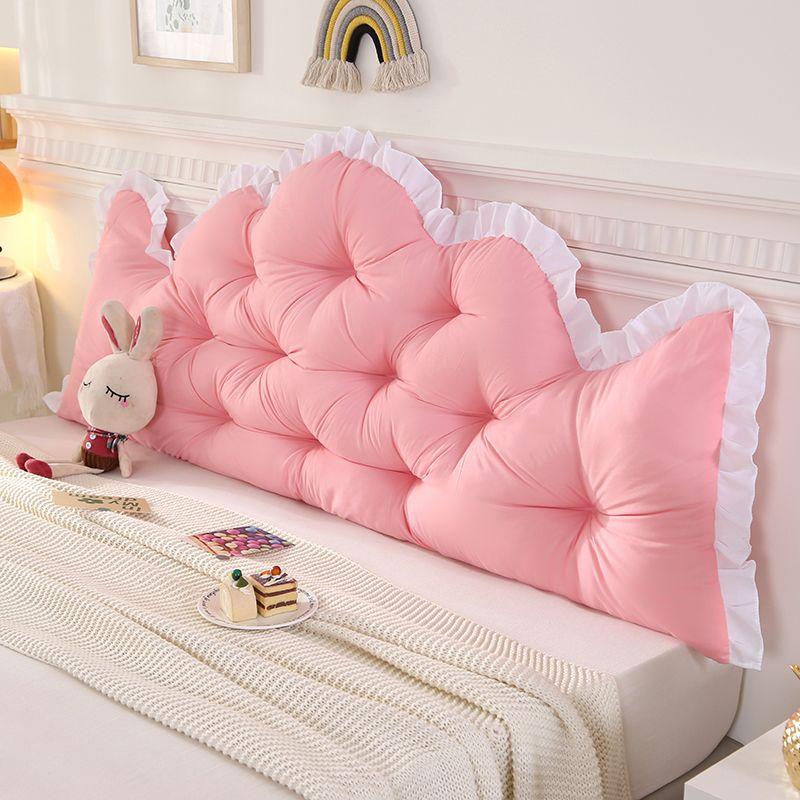Solid Color Bede Pillow Backrest Sle Dormitory Bedroom Tatami Waist Support Soft Pack Large Pillow Non-Sagging Fixed