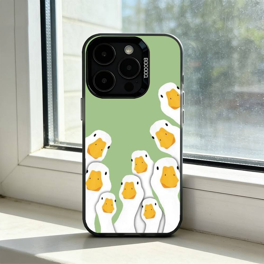 Cute Cartoon D-Duck Phone Case For iPhone 17,16,15,14,13,12,11 Plus,Pro Max,XS,Colorful Silver Phone case Funda Cover