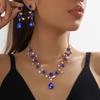 Shiny Water Drop Bridal Jewelry Sets Rhinestone Choker Necklace Earring Set  Banquet