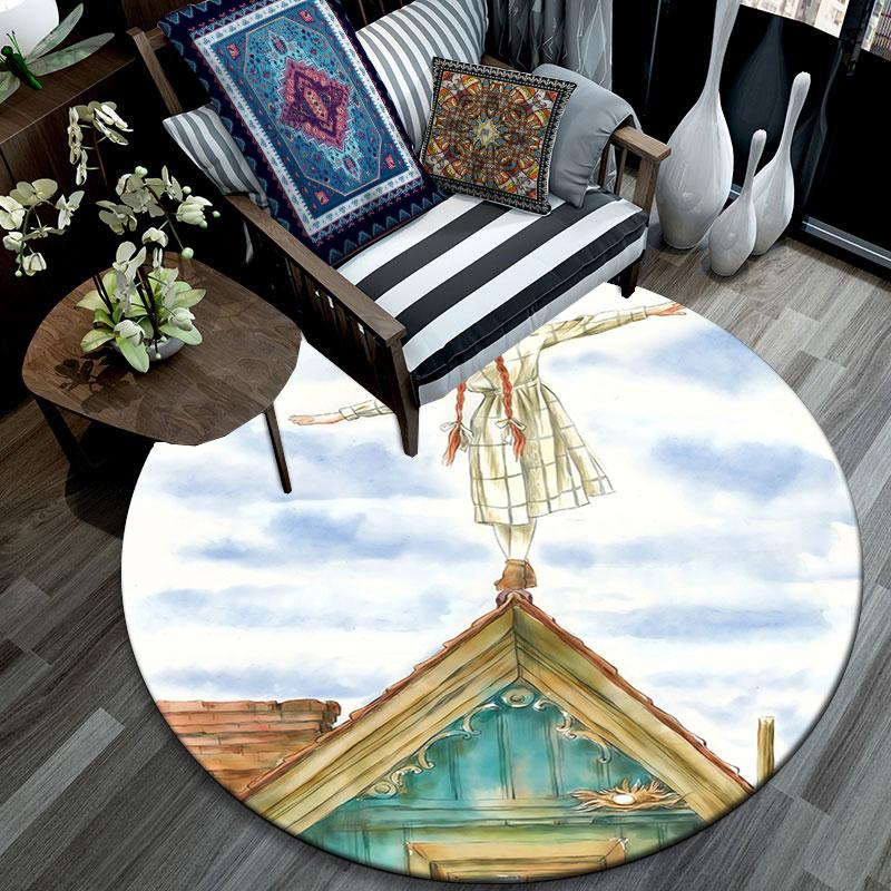 Anne Cartoon Pattern Round rug,Carpet Rug for Living Room Bedroom Playroom ,Non-slip Floor Mat,Holiday Gifts and Birthday Gifts.