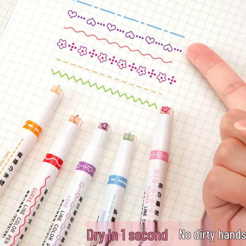 Floral Outline Highlighter: Curve & Wavy Fine Marker for Journals and Notes