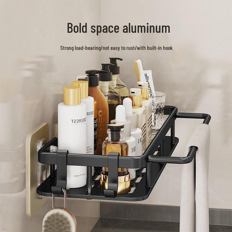 No-Drill Wall-Mounted Bathroom Corner Shelf