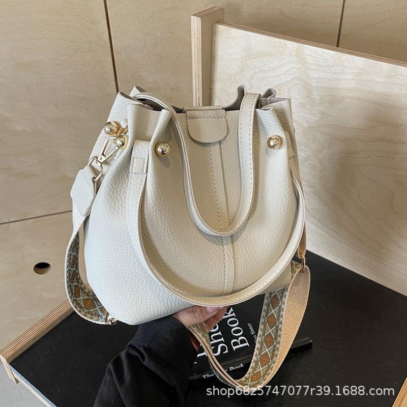 Bag Women's Korean High-end Bucket Bag 2025 New Bag Summer White Crossbody Bag Women's Handbag