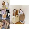 Simple Solid Color Large Capacity Women Casual Woven Tote Bag For Daily Use