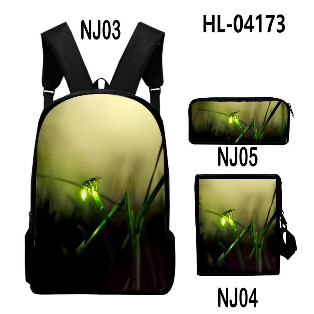 Classic Popular Classic Fireflies 3D Print 3pcs/Set pupil School Bags Laptop Daypack Backpack Inclined shoulder bag Pencil Case