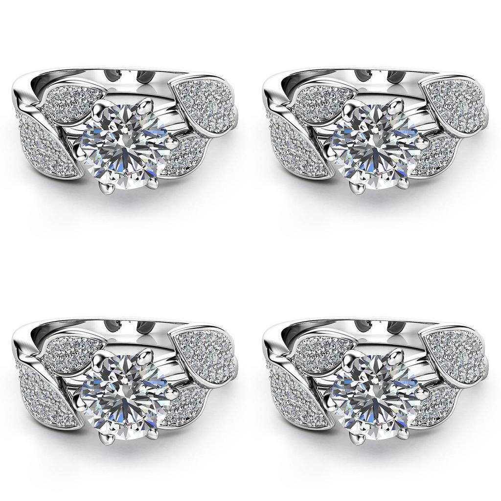 Exquisite Claw Leaf Ring Wedding Charming Engagement Ring Jewelry For Women Gift
