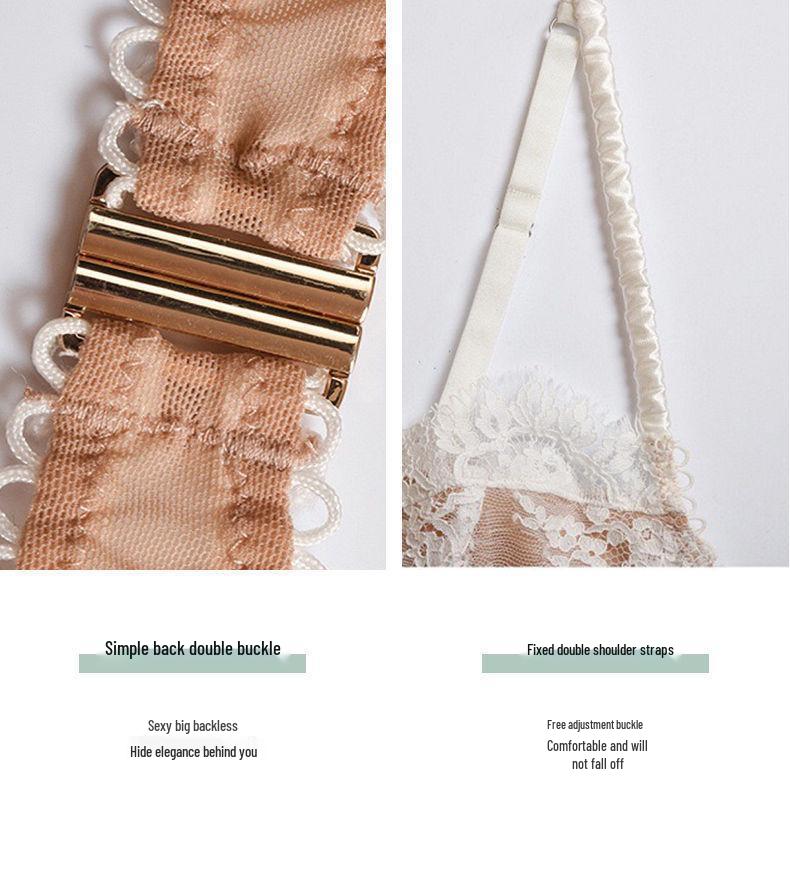 Elegant French Lace Lingerie Set: Sexy Camisole Bra with Beautiful Back Design