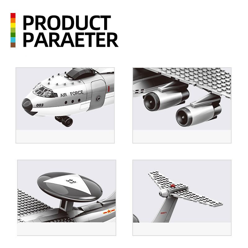 WANGE Militär-Panzerflugzeug-Modell Spionageflugzeug Luftgestützte Warnung Baustein-Spielzeugset Kompatibel mit Steinen Kindergeburtstagsgeschenk Nr.5005