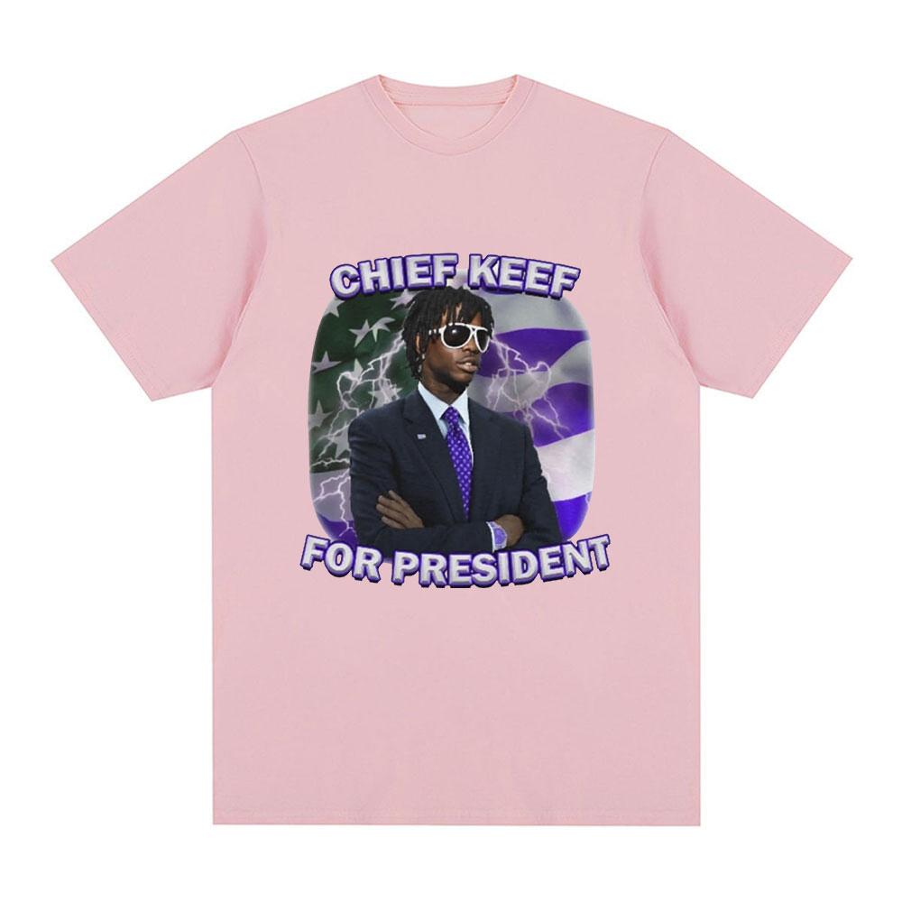 Rapper Chief Keef for President Graphic T Shirt Men Fashion Hip Hop Short Sleeve T-shirt Vintage Gothic Oversized T Shirts Tops