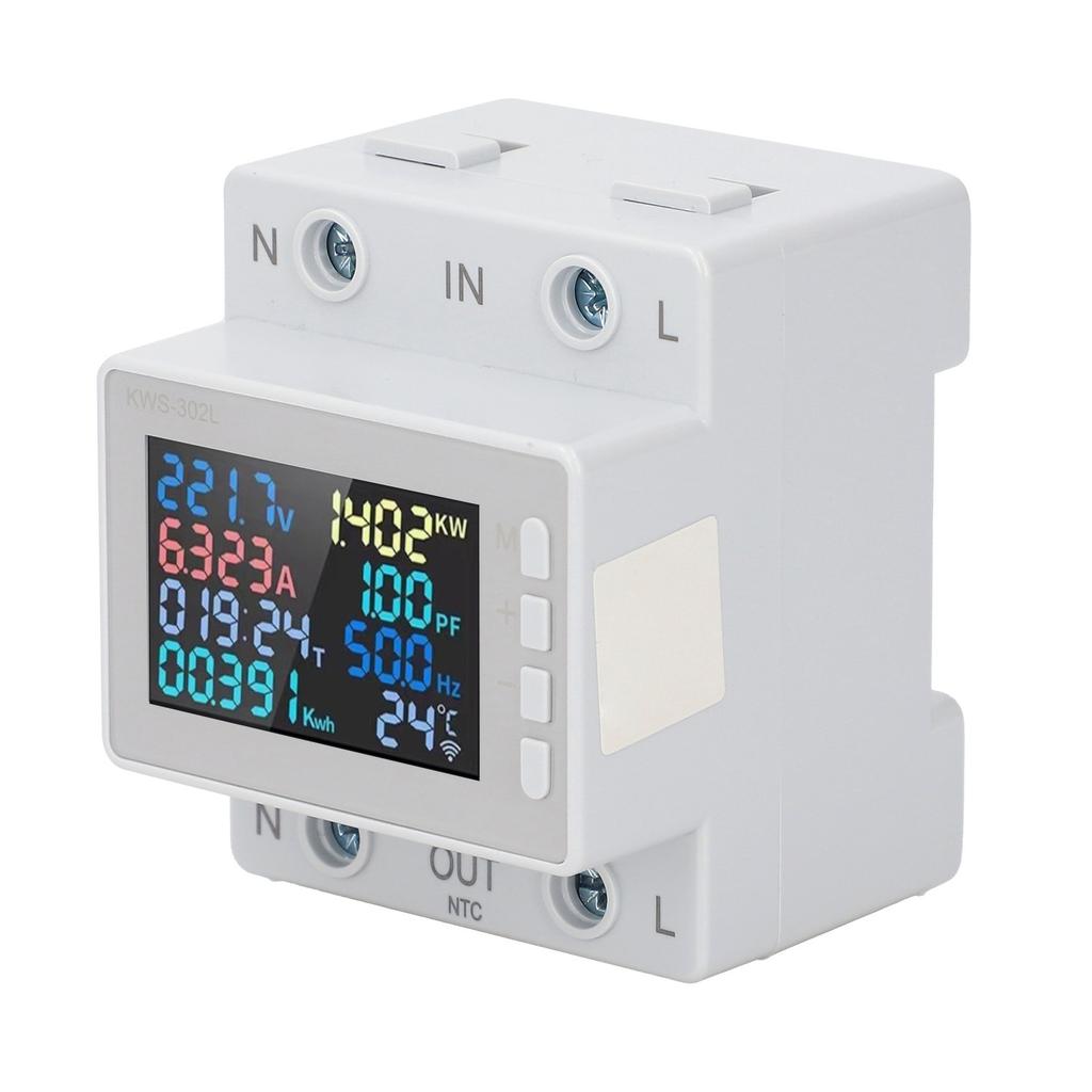 Einphasen-Energiezähler Farb-LCD-Anzeige Multifunktionales Spannungs-Strommessgerät Voltmeter Amperemeter mit Stromausfall