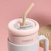 CORELLE COORDINATES Stinless Steel Vacuum Mug Tumbler (1.25L) with Straw Pink/White
