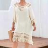 Übergrößen Handgehäkeltes Bohème Fransen Überwurf Kleid