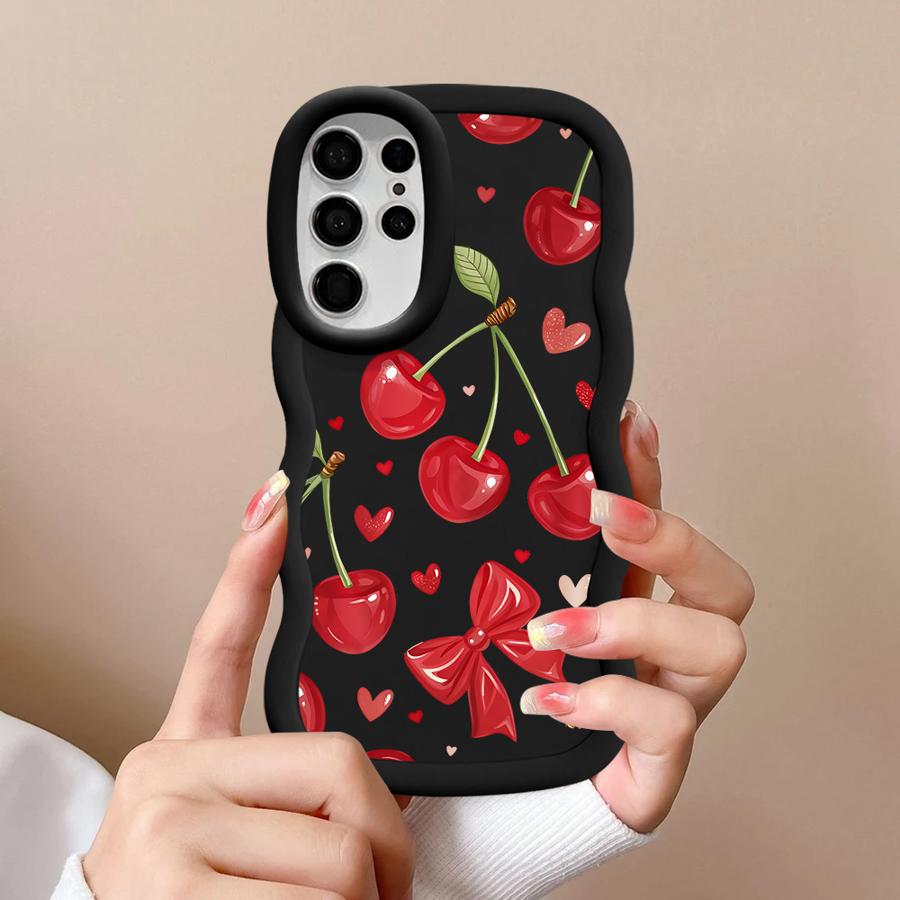 Case for Samsung Galaxy S22 Ultra S21 S23 Plus A25 S25 S24 A26 S20 FE Soft Phone Cover A36 A34 A24 A54 A35 A55 Red Lovely Cherry