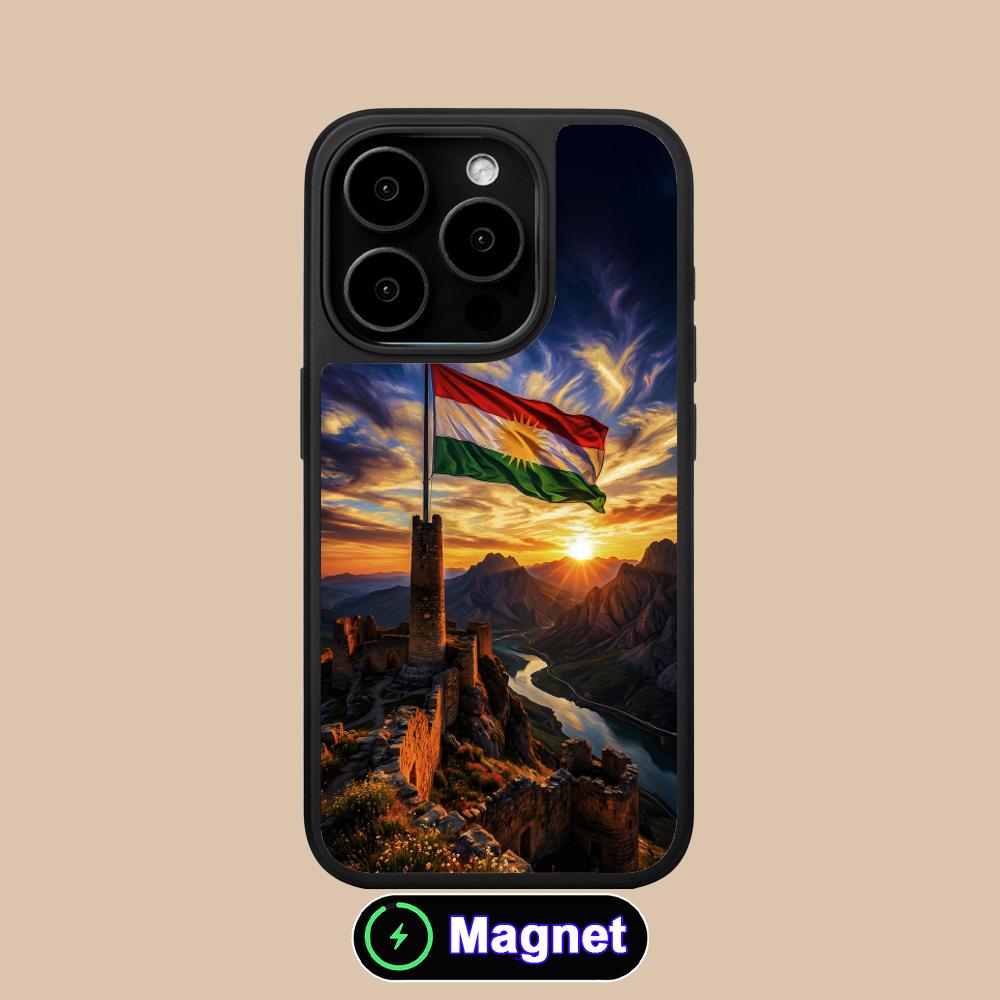 Kurdistan Flag Matte Surface Magsafe Mobile Phone Case for iPhone 17 16 15 14 13 12 11 Air Pro Max Plus Colorful Cover