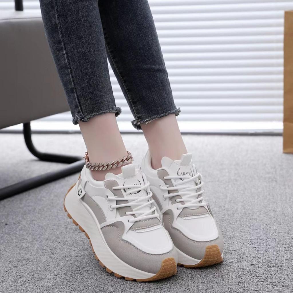 Large size new women's thick sole heightening casual women's shoes board shoes breathable sports