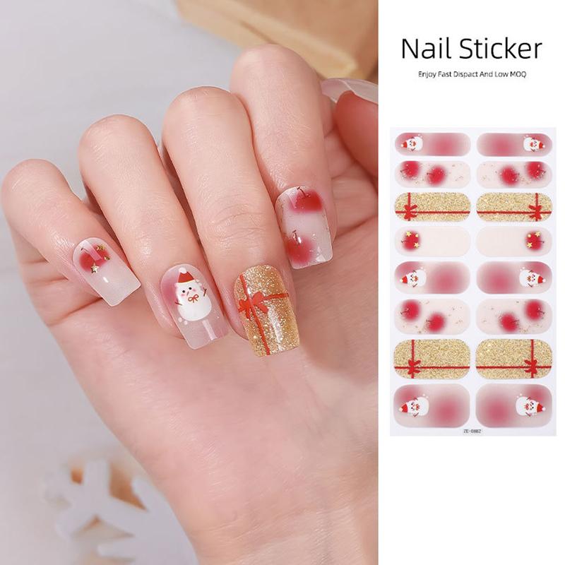 Christmas Series Full Cover Nail Stickers Snowflake Nail Decal Women Self Adhesive Manicure Designer Nail Art Sticker Decoration