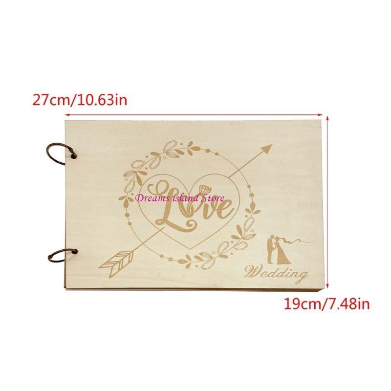 Rustics Wooden Guest Book Wedding Reception Hardcover Guest Book Sign Book Album for Wedding Parties HX6C