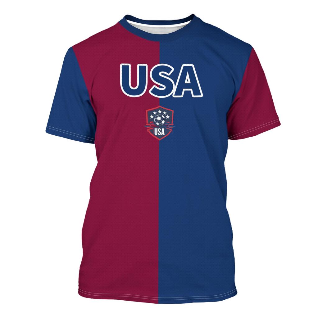 Unisex Retro Style Soccer Fan Jersey USA Graphic Printed Short Sleeve Crew Neck Athletic Fit Tee Shirt for Sports and Casual Wear