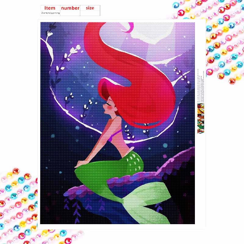 Disney Diamond Art Painting Kit Ariel Diamond Mosaic Pictures, Wall Art Crafts, Home Decor