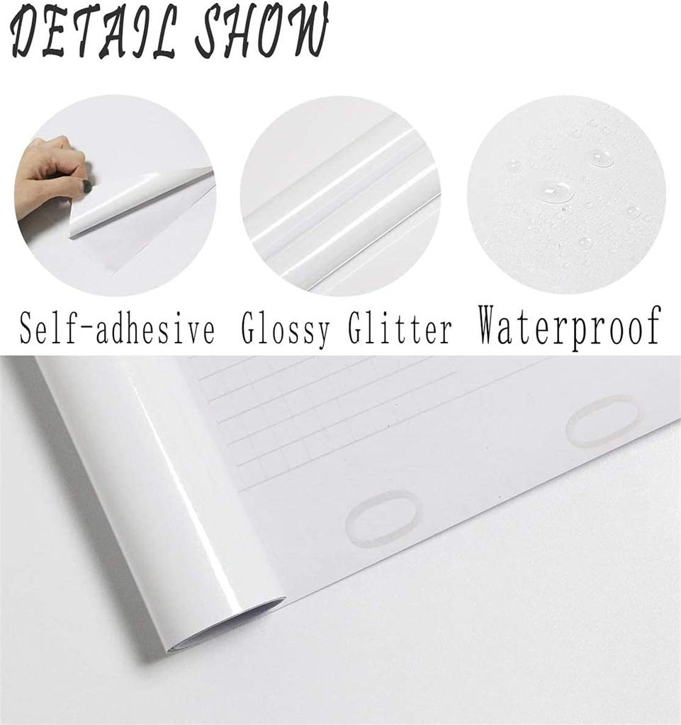 Do-It-Yourself Pvc Pearl Film Water-Repellent Wall Cover Room Self-Adhesive Black White Wardrobe Kitchen High Gloss Paste Furniture Wall Decals