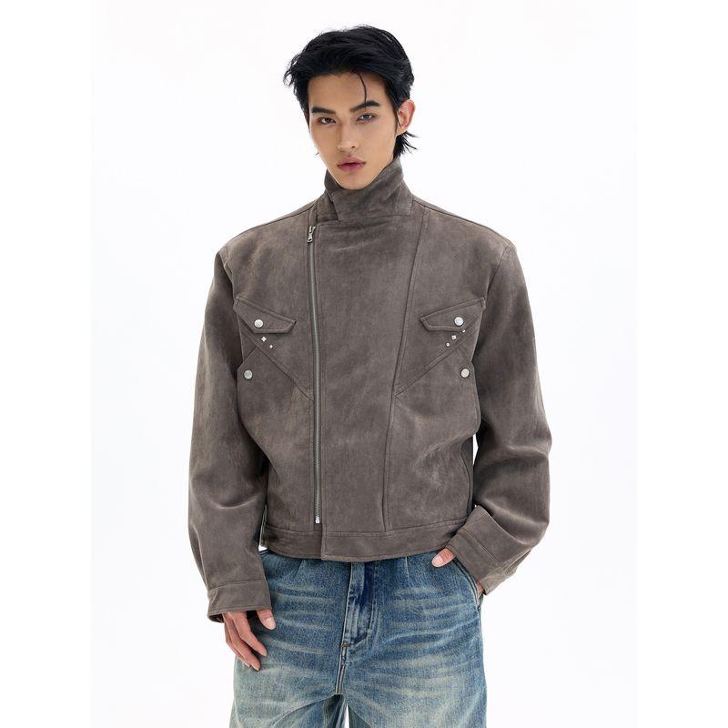Kisko High-End American-Style Studded Lapel Suede Jacket, Old Money Style Cleanfit Casual Trendy Brand Coat