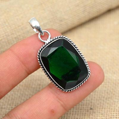 Chrome Diopside Gemstone Solid 925 Sterling Silver Handmade Fancy Pendant Jewelry